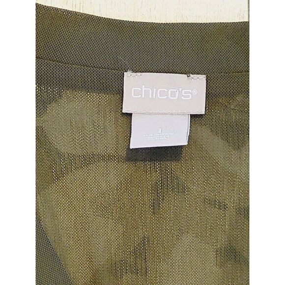 Chico's 1 Camouflage Jacket Mesh Lightweight Button Up Cover Up Medium - Picture 5 of 7